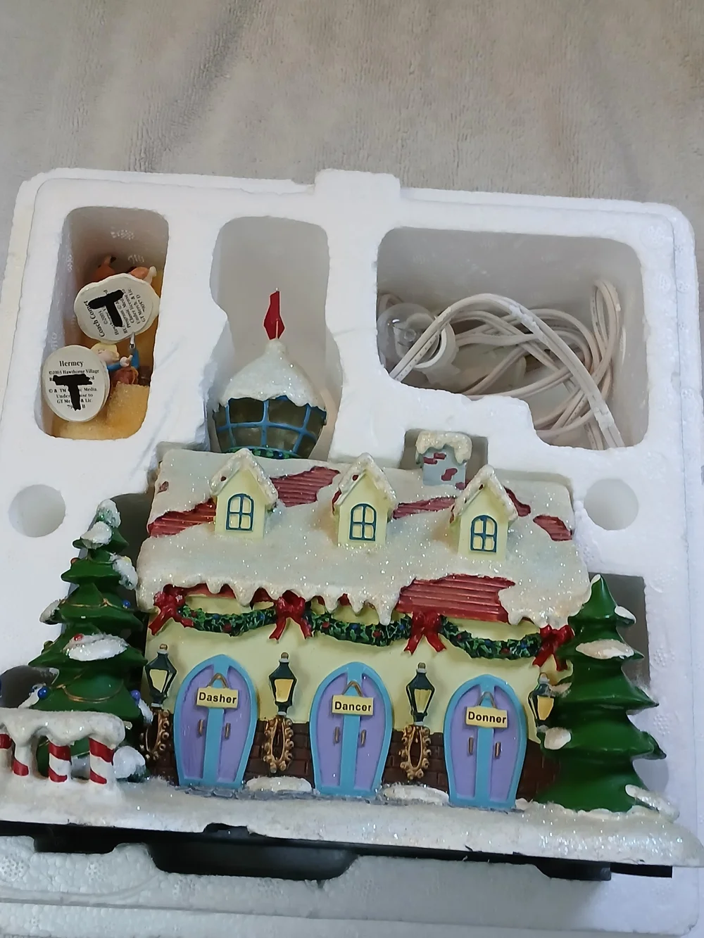 Unbranded Green & Cream Holiday Light-Up Village House